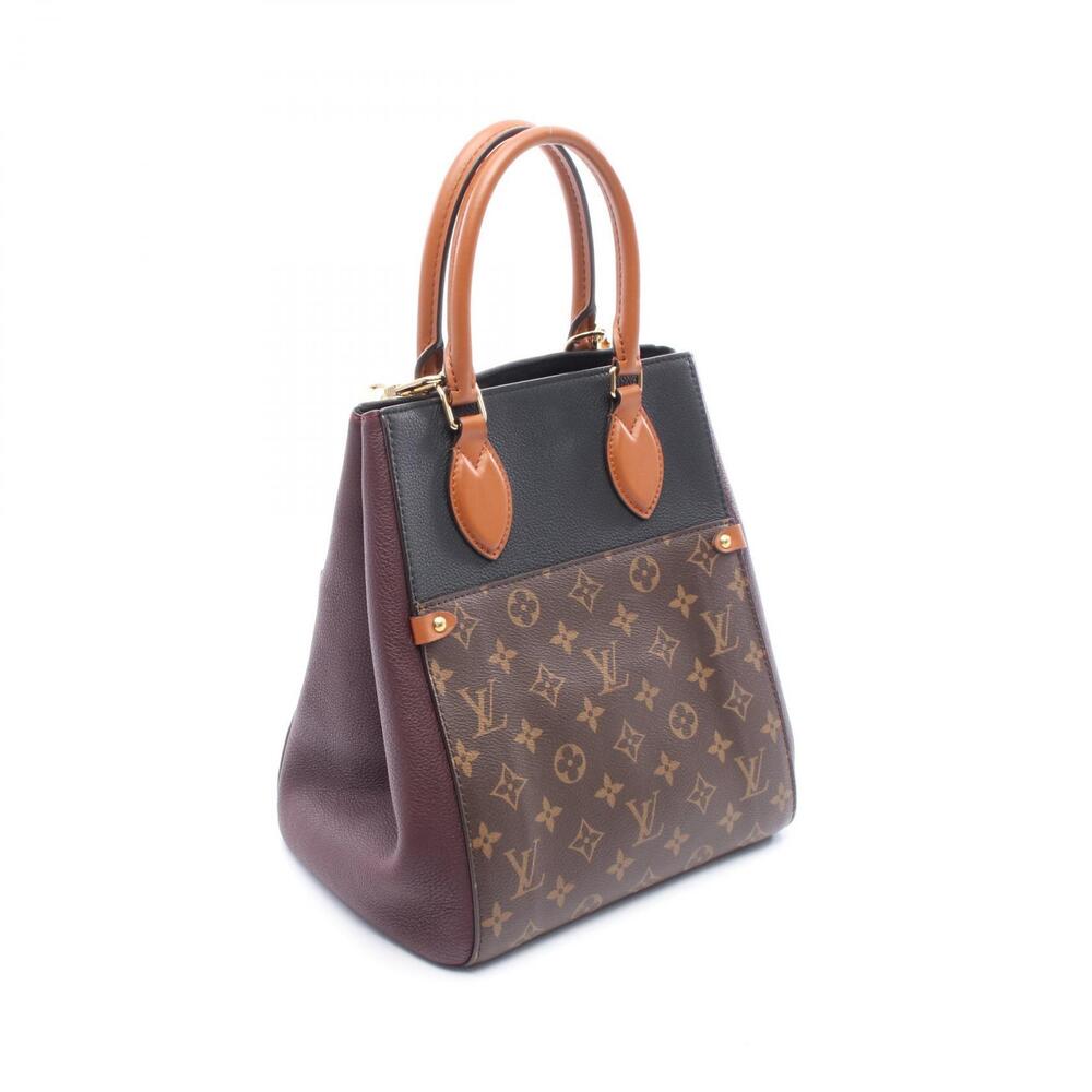 Louis Vuitton Fold Tote Noir Black Wine Cream Handbag Black Bordeaux Red